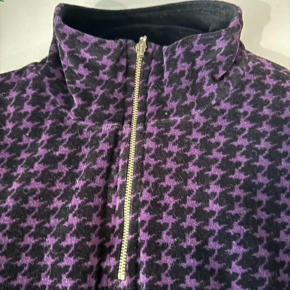 Women's Velour Purple and Black 1/4 Zip Pullover - Size Large - Picture 8 of 12